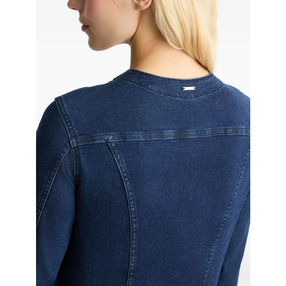 Liu Jo Denim Jack Blauw Knoopsluiting Zakken Blue Dames