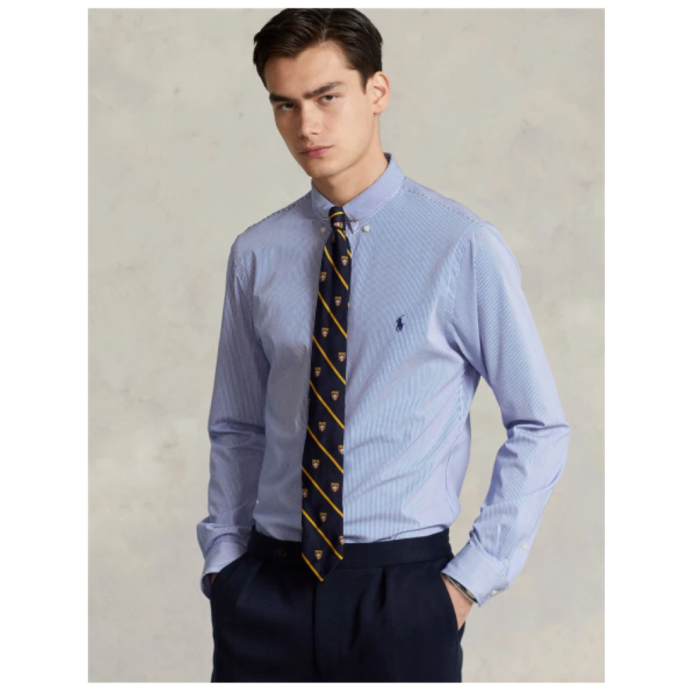 Polo Ralph Lauren Slim Gestreept Poplin Overhemd Blue Heren