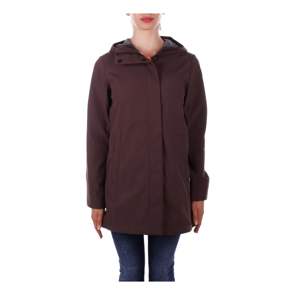 Suns Bruine Hoodie met Rits en Knopen Brown Dames