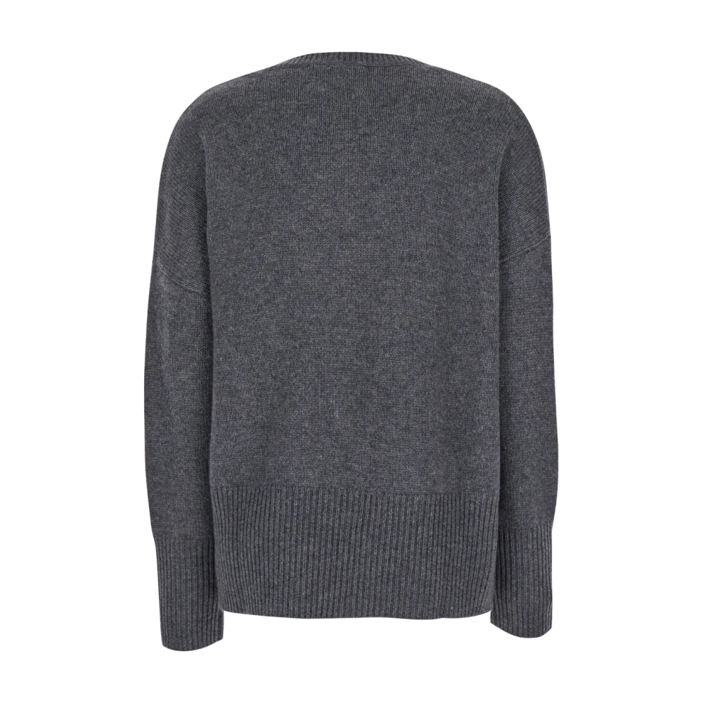 Lisa Yang Grijze Cashmere Sweater U-Hals Gray Dames