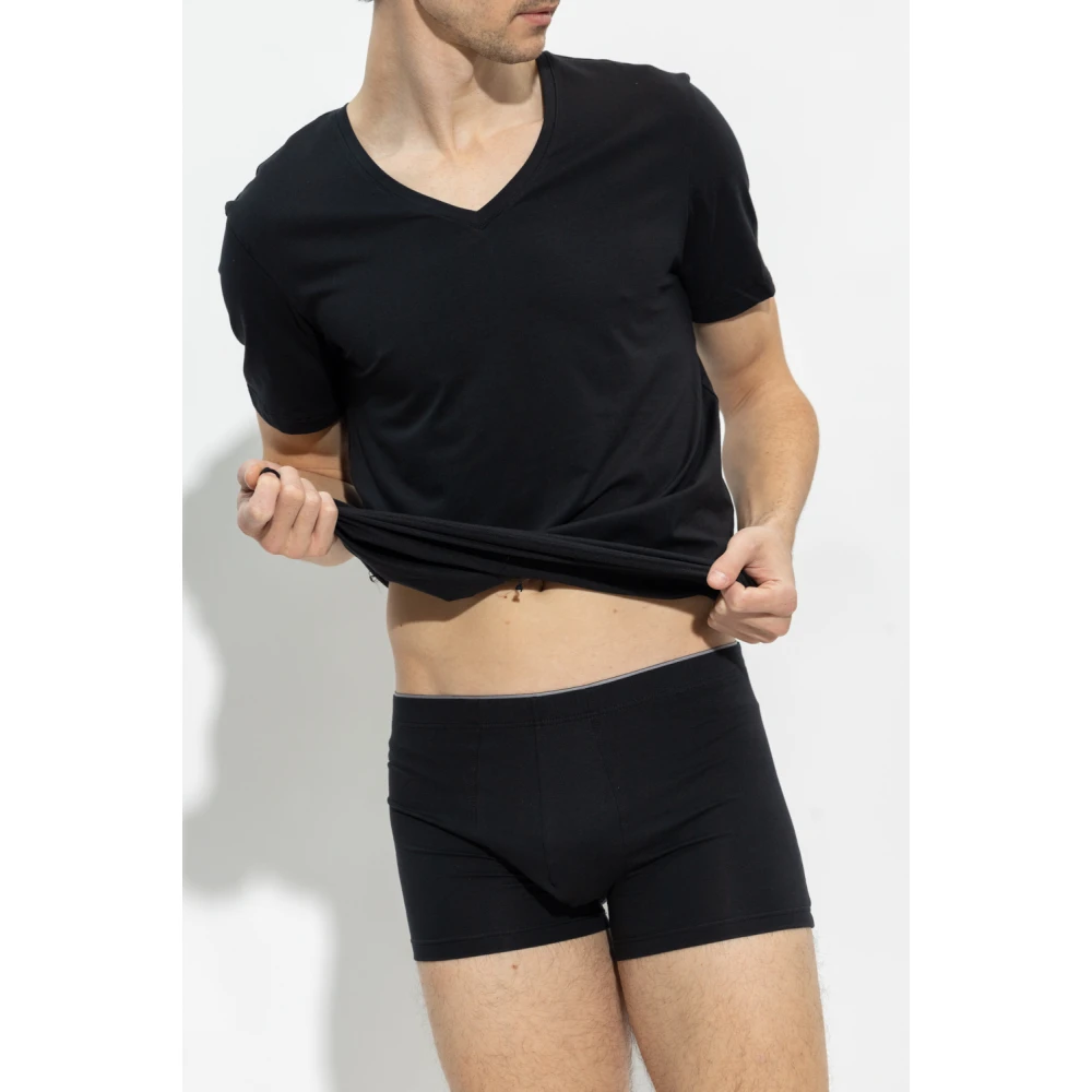 Hanro Katoenen T-shirt Black Heren