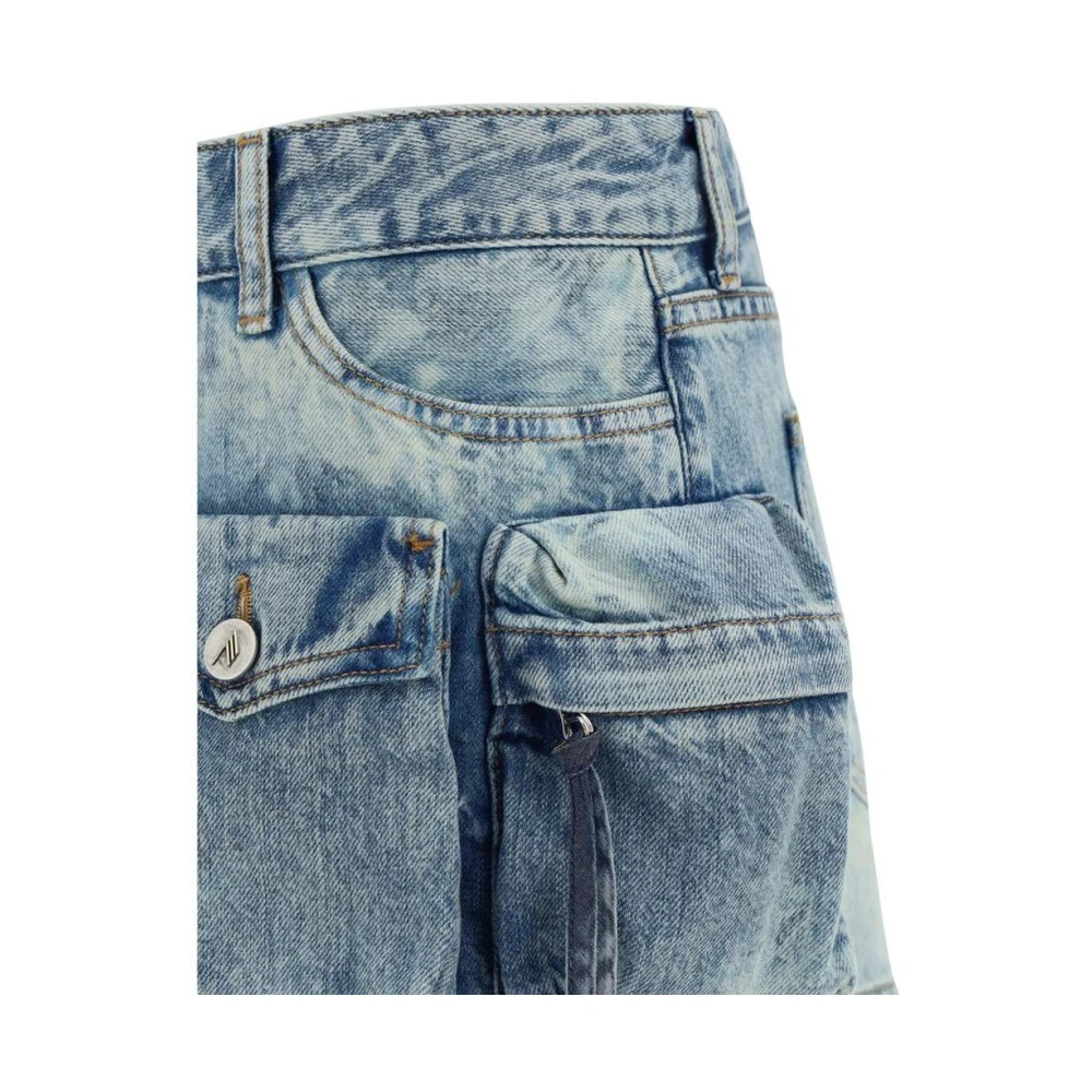 The Attico Denim Mini Rok Acid Wash Stijl Blue Dames