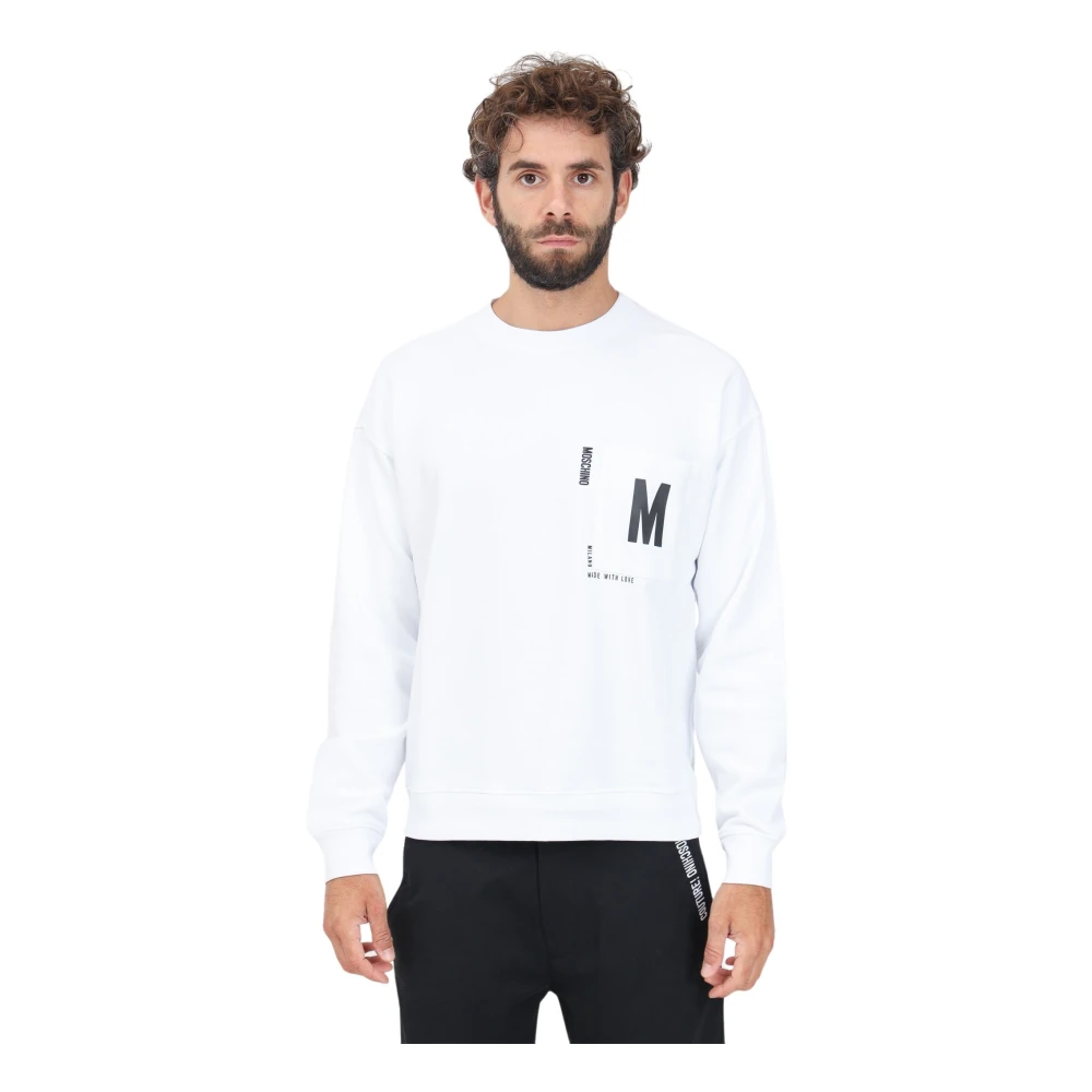 Moschino Witte Crewneck Sweater Casual Herfst Winter White Heren