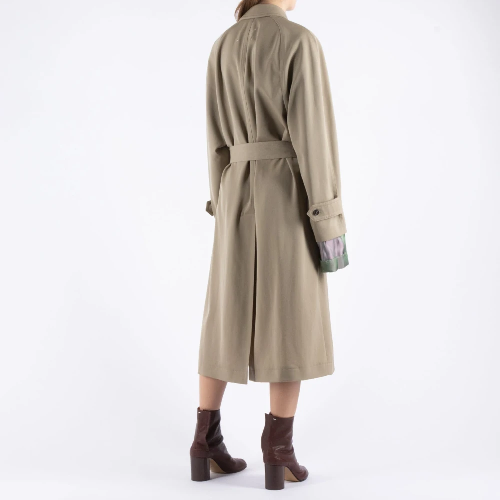 Maison Margiela Wollen Gabardine Trenchcoat Beige Dames