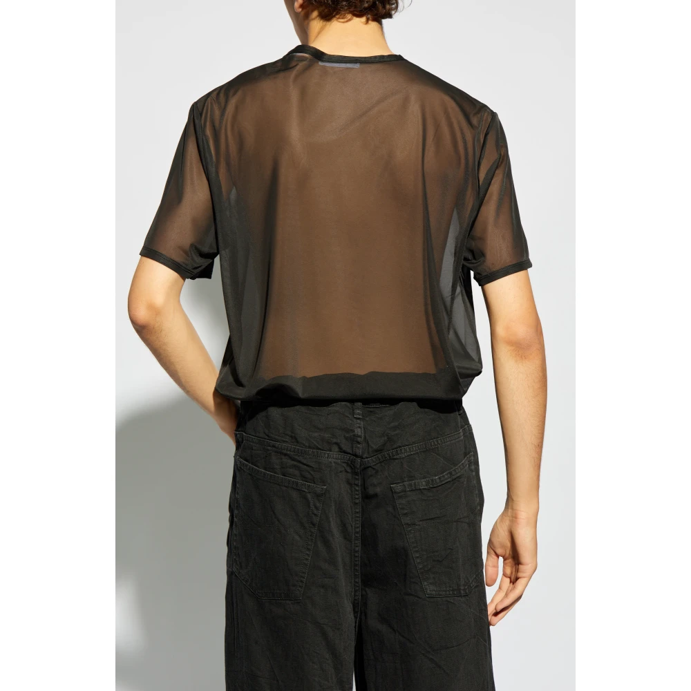 Helmut Lang Transparante T-shirt met Logo Black Heren
