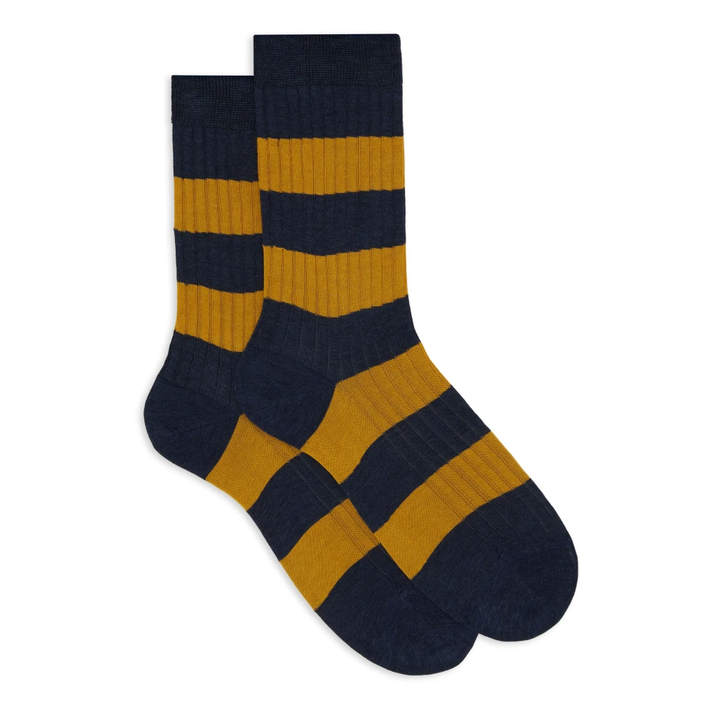 Gallo Blauwe Gestreepte Korte Katoenen Sokken Multicolor Dames