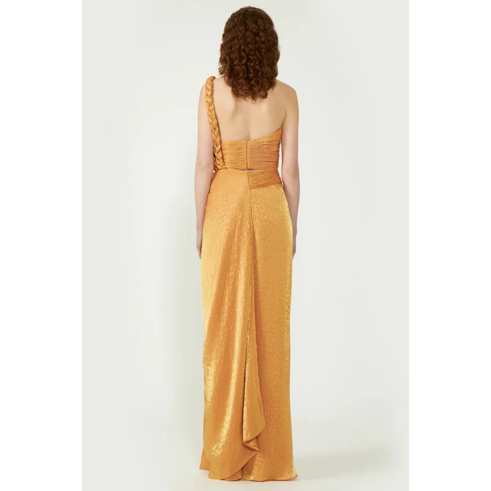 Costarellos Luipaardprint One-Shoulder Jurk Yellow Dames