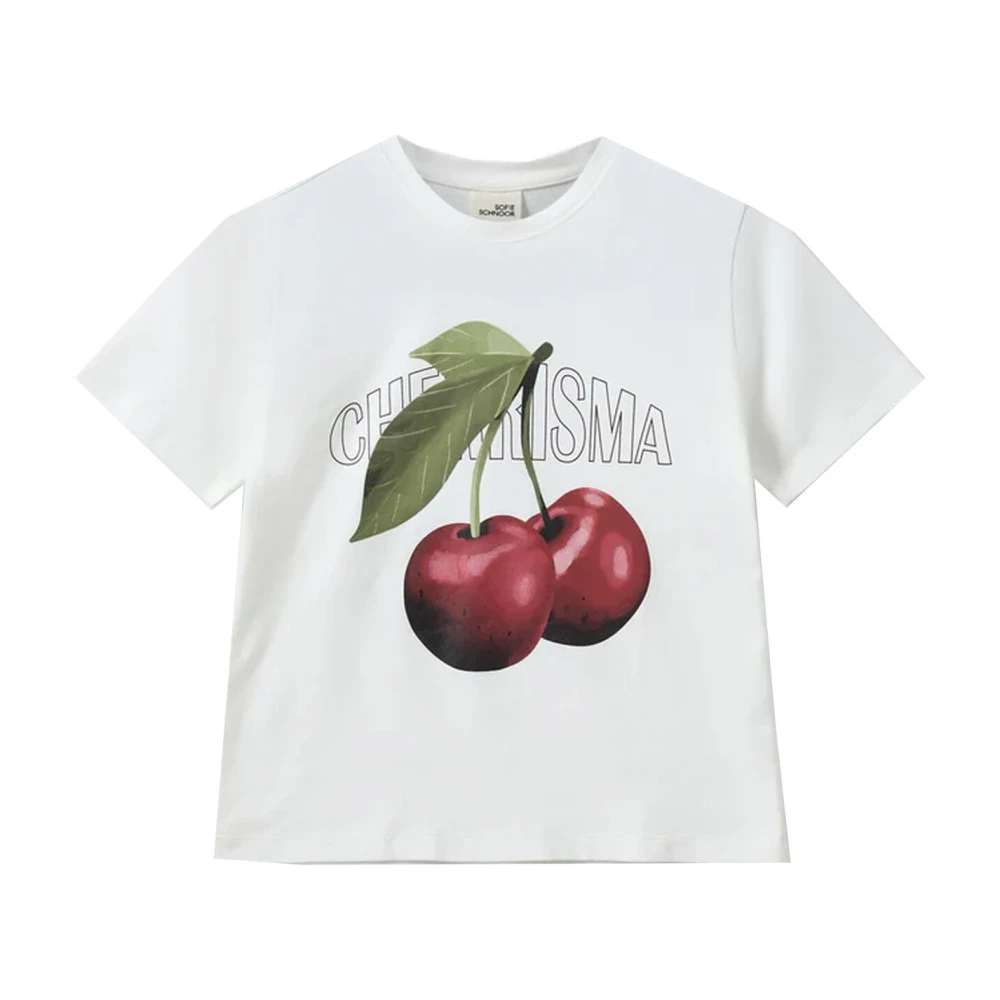 Cherry Flower T-skjorte Topp Hvit