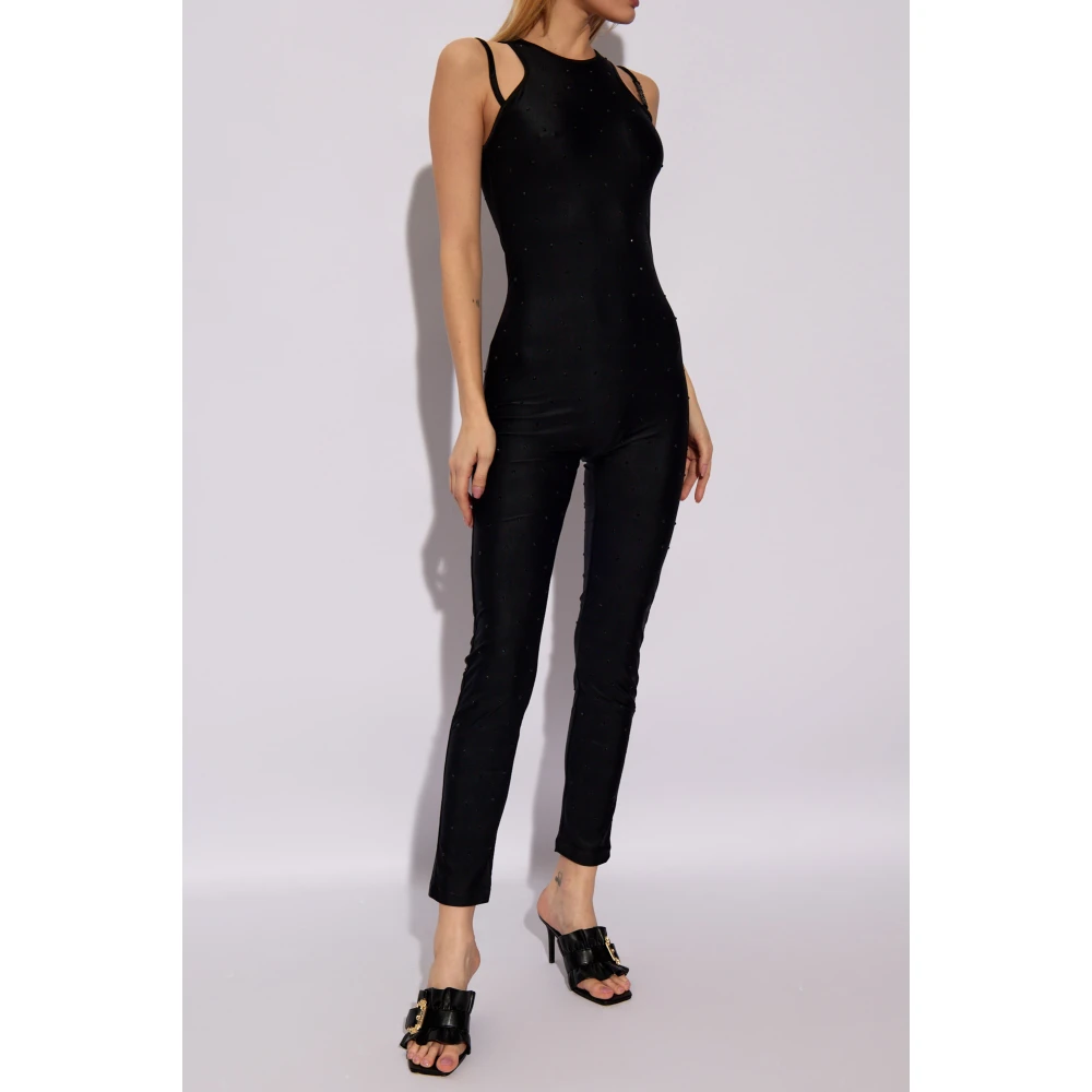 Versace Jeans Couture Jumpsuit met schouderbandjes Black Dames
