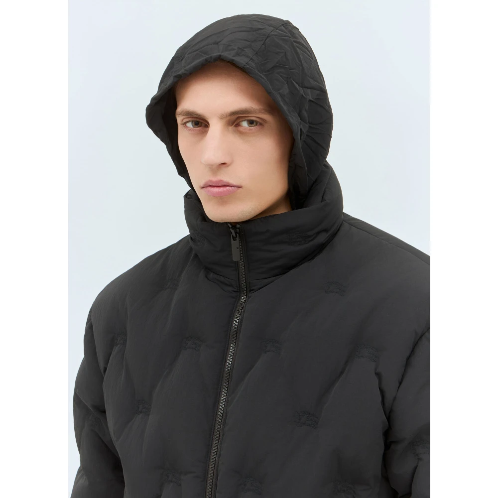 Burberry Gewatteerde Nylon Donsjas met Logo Black Heren