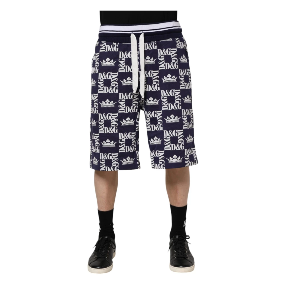 Dolce & Gabbana Men's Blue Dg Logo Print Chino Bermuda Shorts - Bermudas - L - Shorts