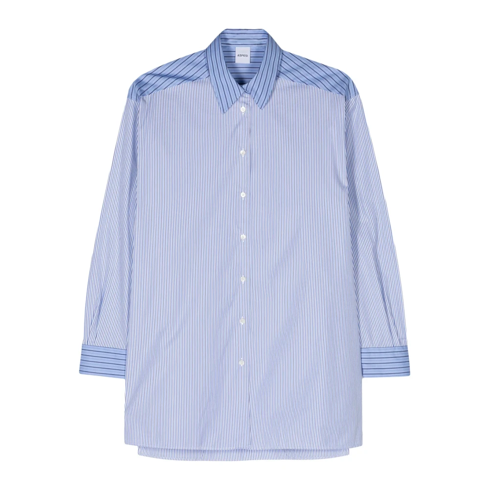 Aspesi Rutig skjorta med spetskrage Blue, Dam