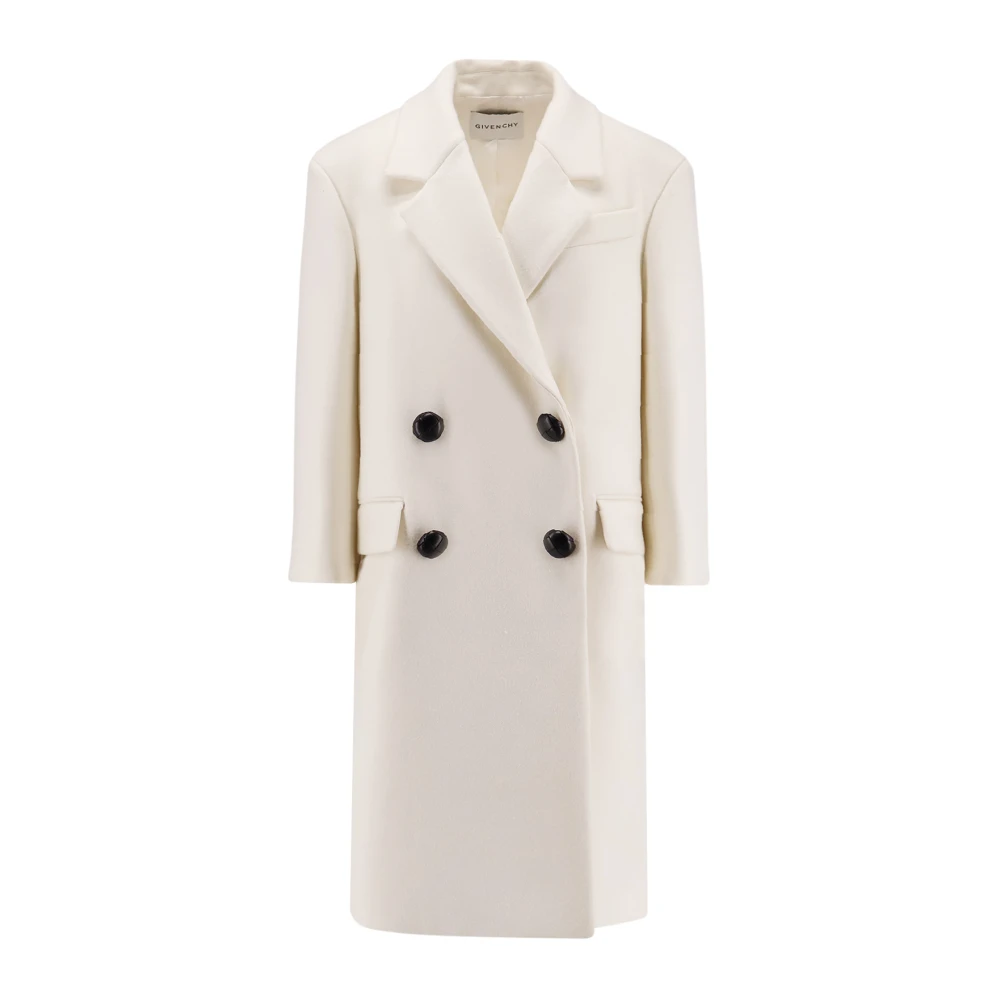 Givenchy Women's White Double-Breasted Coats,, Double-Breasted Wool Coat Italy Small