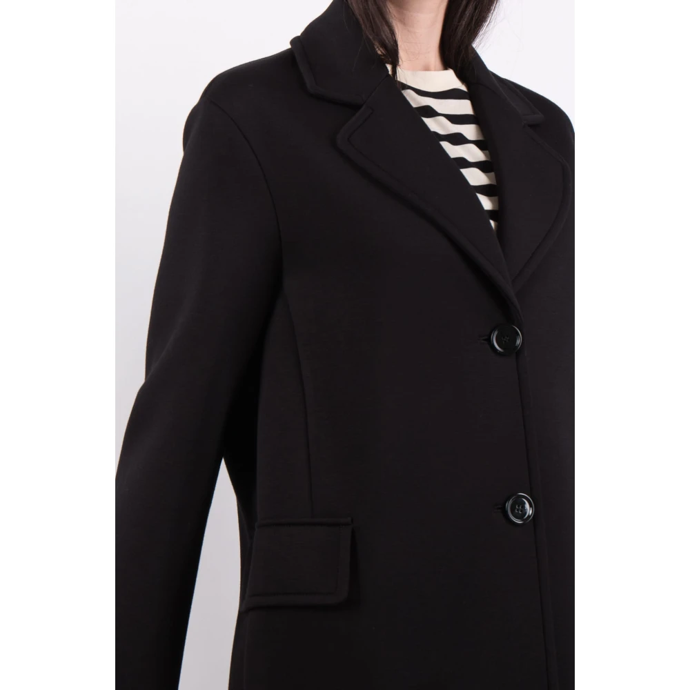 Max Mara Zwarte Jersey Mantel Radice Stijl Black Dames