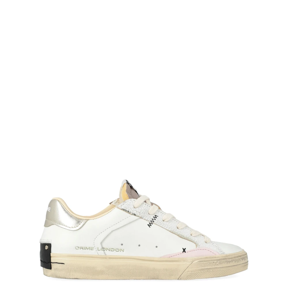 Crime London White Sneakers, Female, 4 Uk, Distressed Sneaker