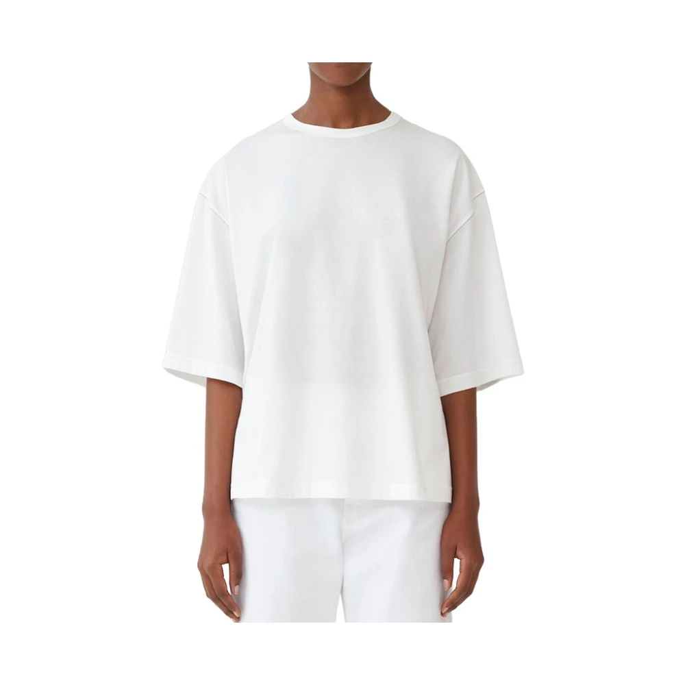 Fabiana Filippi Elegante T-shirt met diamantborduursel White Dames