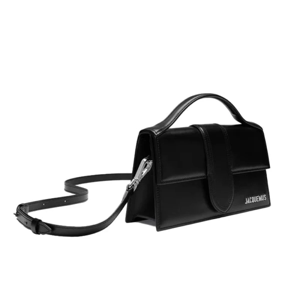 Jacquemus Zwarte Leren Schoudertas met Verstelbare Band Black Dames