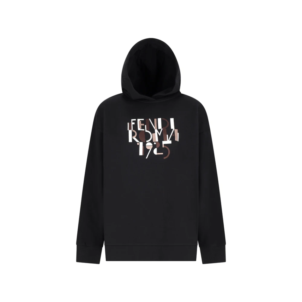 Fendi Women's Black Hoodies, Xs, Roma Sweatshirt 192
