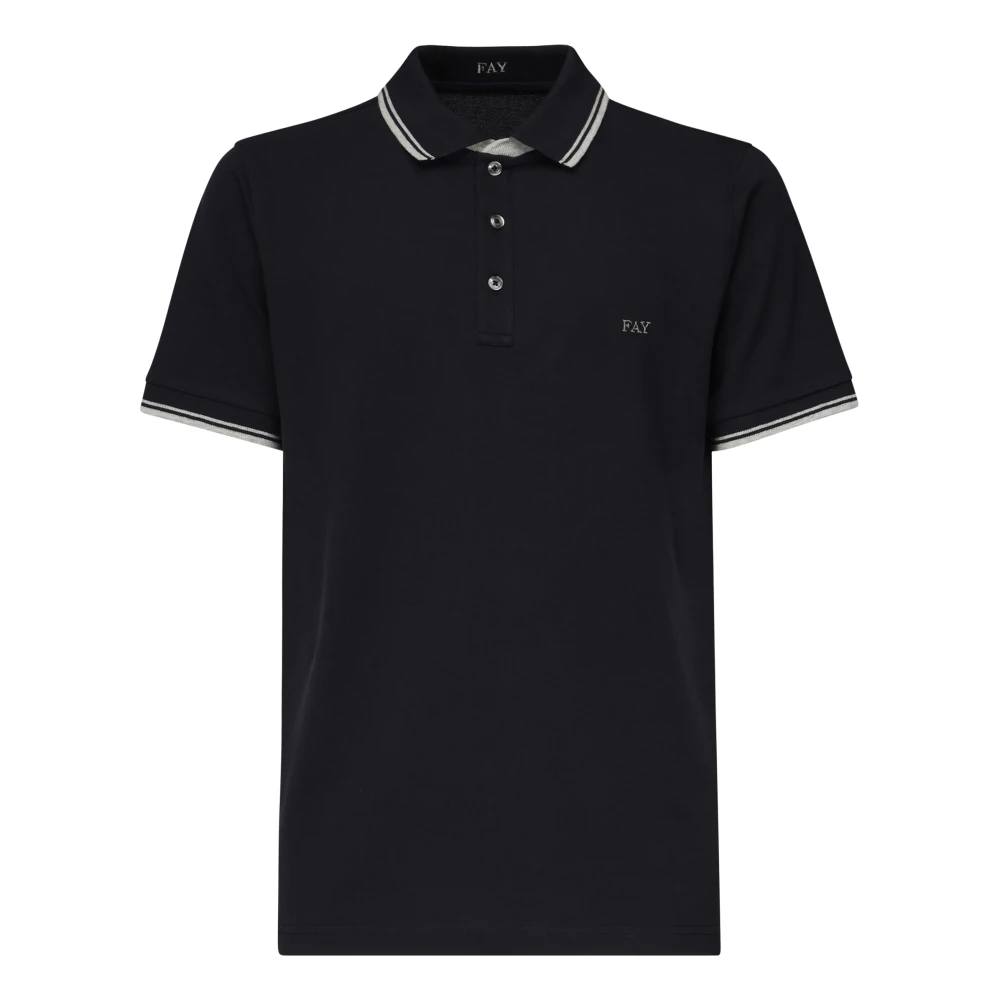 Fay Gestreepte Polo Shirts Collectie Black Heren
