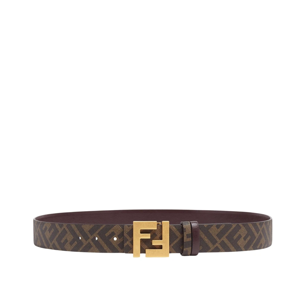 Fendi Bruine Omkeerbare Riem met FF Vierkante Gesp Brown Heren