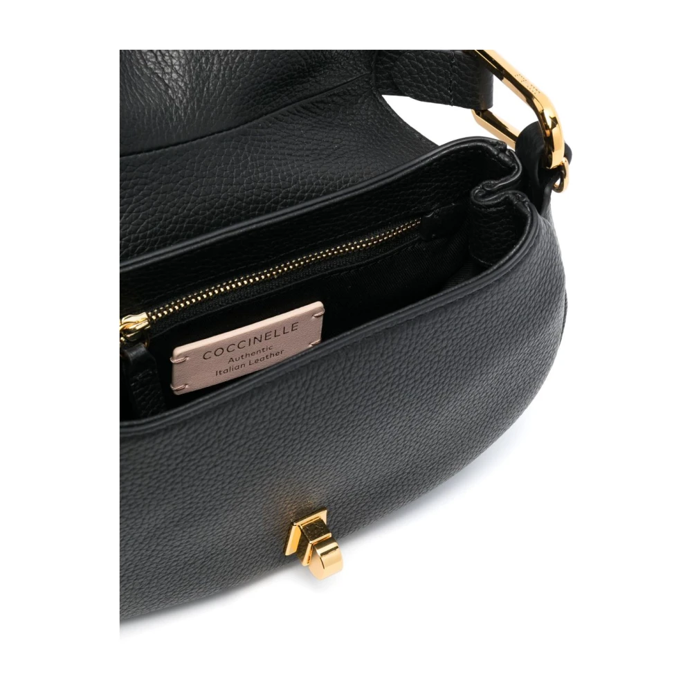 Coccinelle Zachte Zwarte Leren Schoudertas Black Dames
