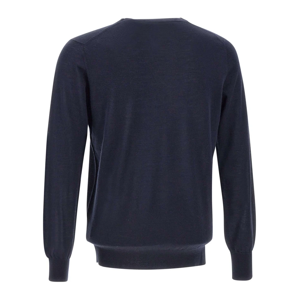 Kangra Middernachtblauwe Wol Crew Neck Sweater Blue Heren
