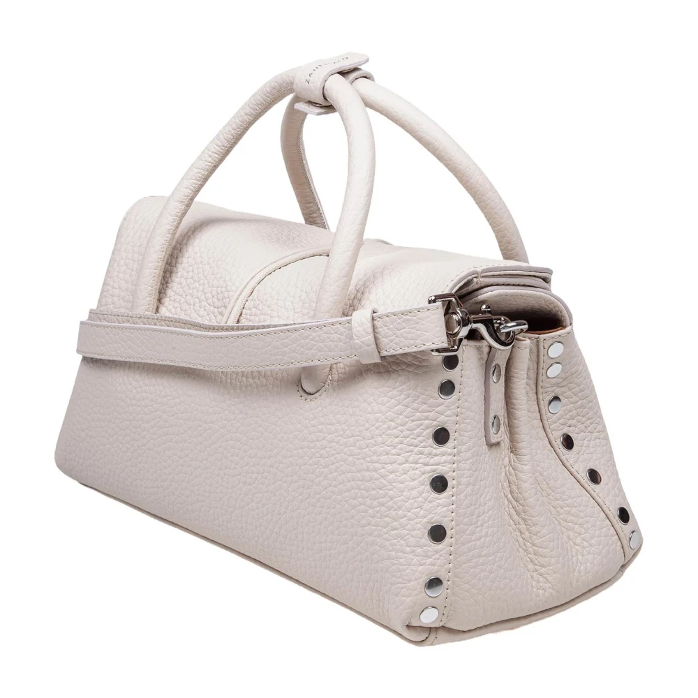 Zanellato Witte leren handtas met buisvormige handvatten White Dames