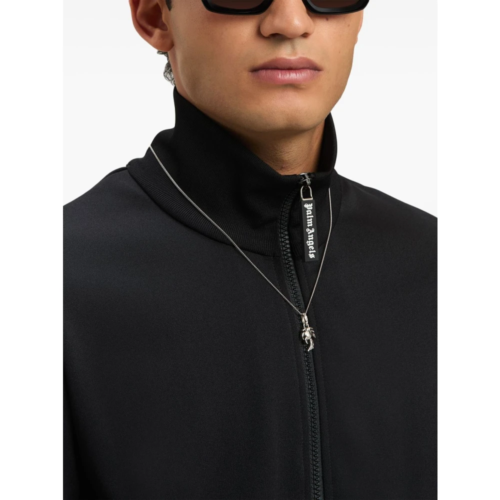 Palm Angels Zwarte jas met ritssluiting en zakken Black Heren