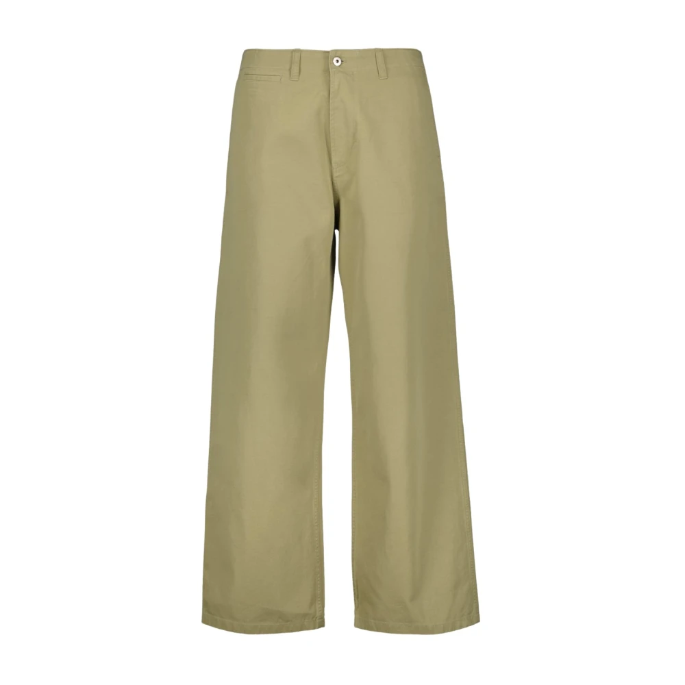 Burberry Men's Green Straight Leg Trousers - Wide Trousers - S - Trousers