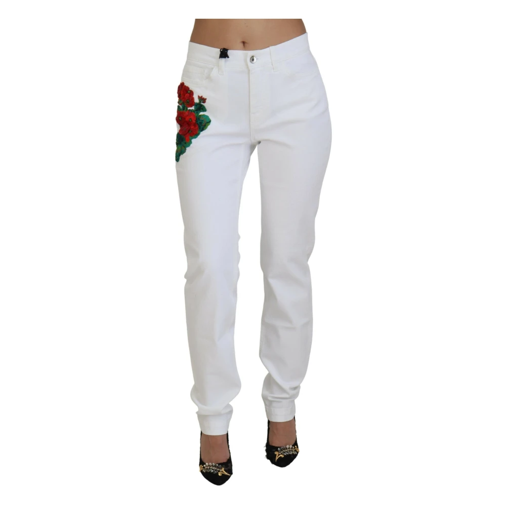 Dolce & Gabbana Women's White Skinny Fit Jeans, S, Mid-Waist Skinny Jeans