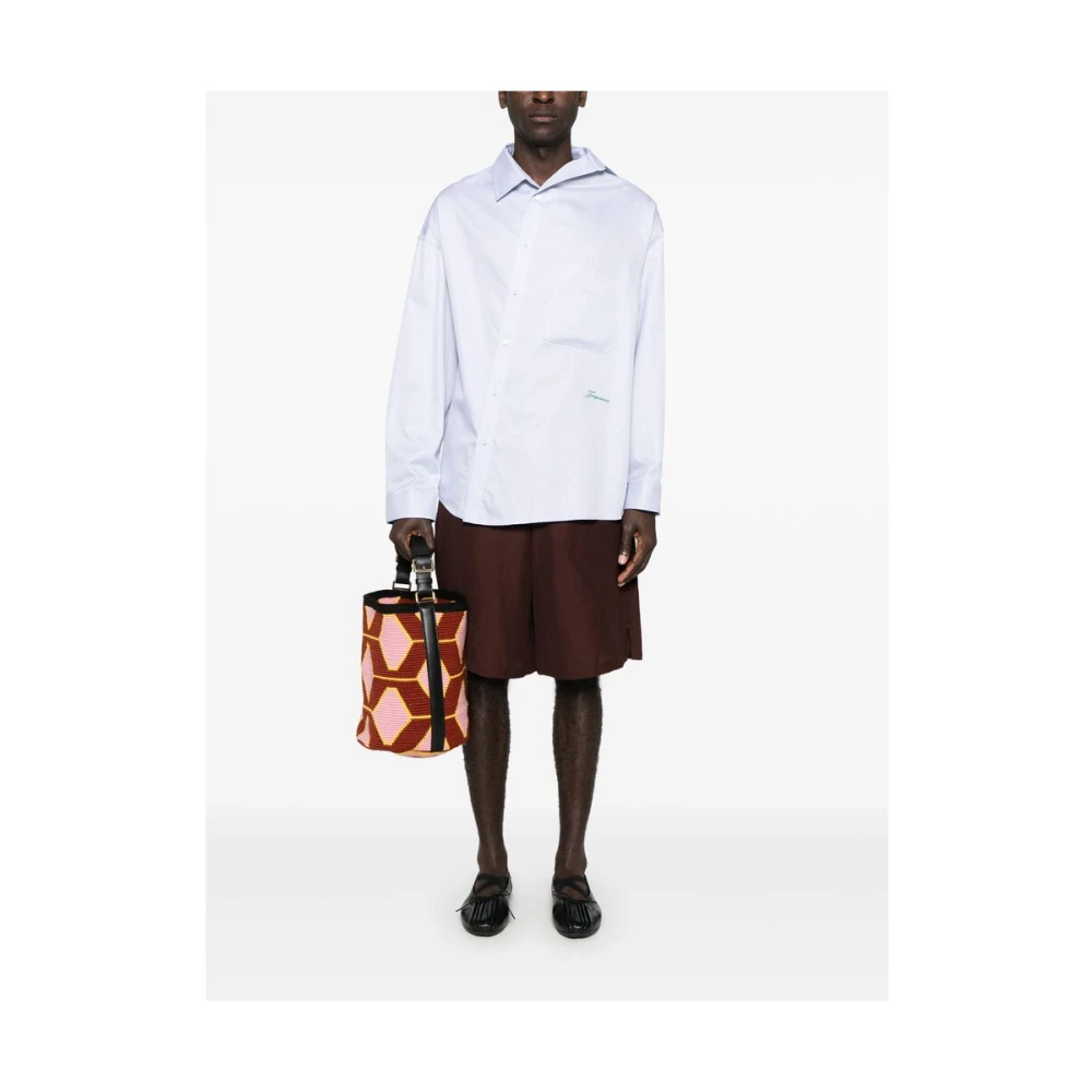 Jacquemus Lichtgrijze Knoopshirt met Borstzak Gray Heren