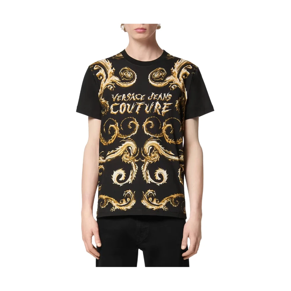 Versace Jeans Couture Zwart T-shirt met Elegant Design Black Heren