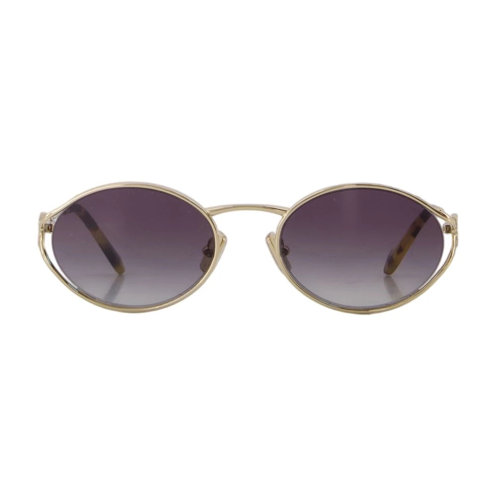 Miu Miu Womens Oval Sunglasses - Brass Gold Dark Brown - MU52YS - Metallics - One Size - Image 9