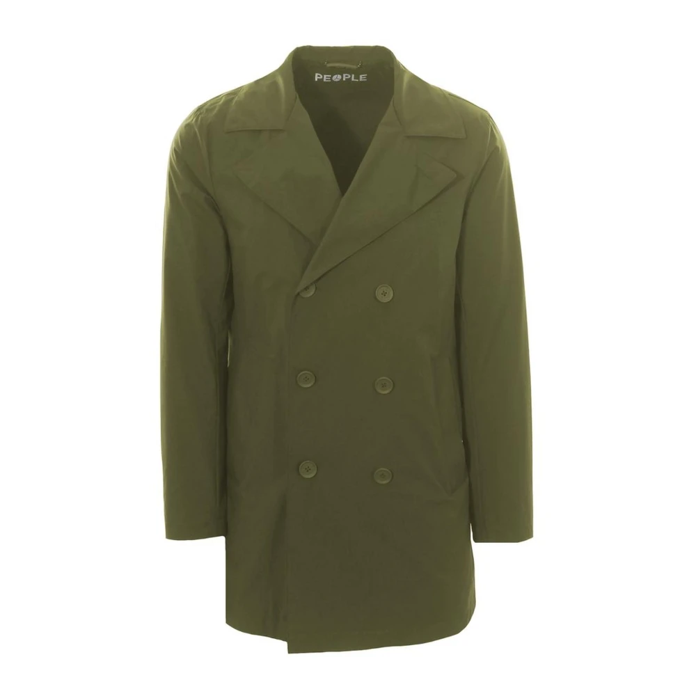 People of Shibuya Groene double-breasted trenchcoat met zakken Green Heren