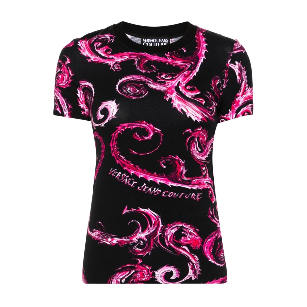 Versace Jeans Couture Zwarte T-shirt voor vrouwen Aw24 Multicolor Dames