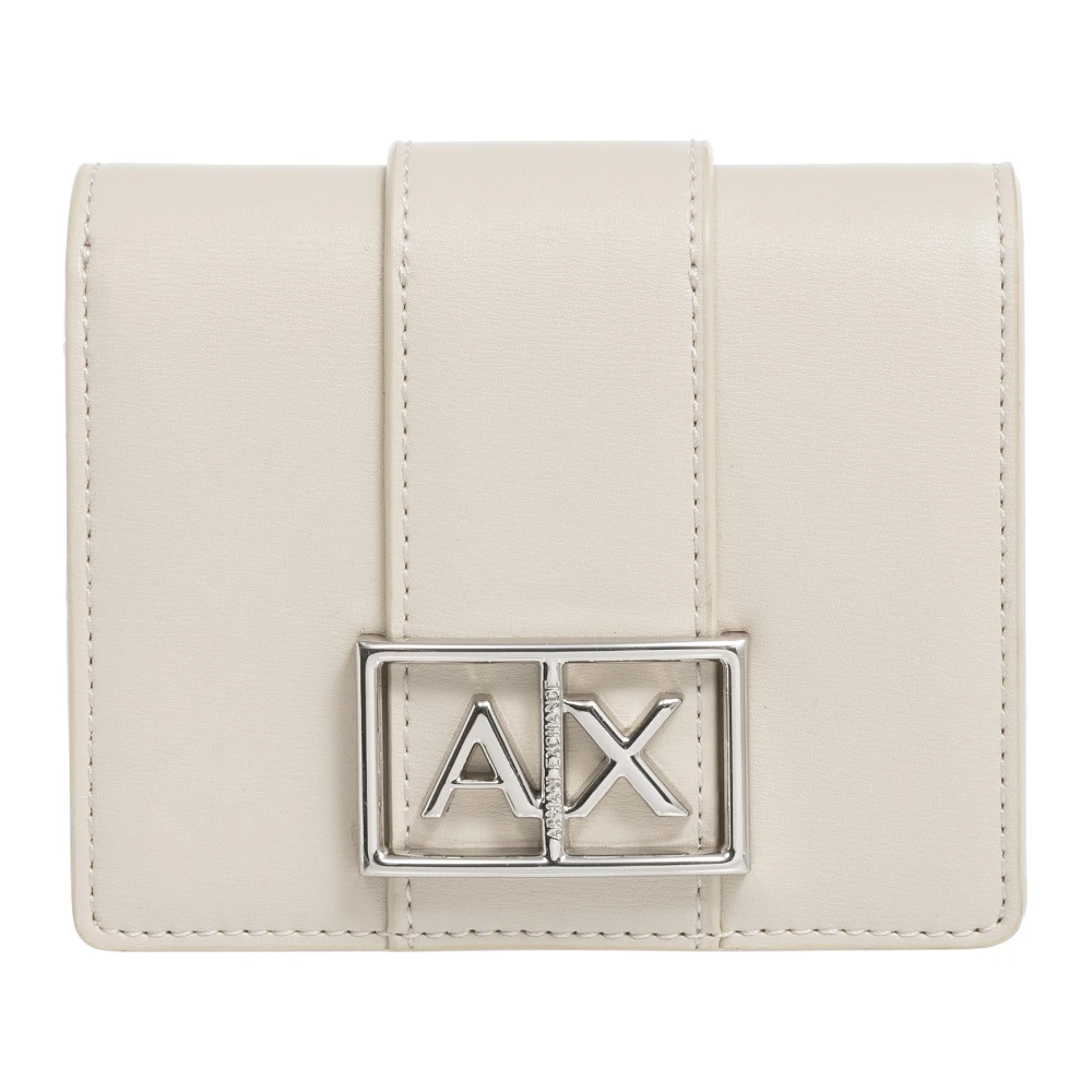 Armani Exchange Portemonnee met knoopsluiting en logo Beige Dames