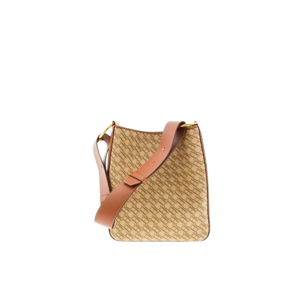 Carolina Herrera Hobo tas van canvas en leer met Insignia zegel Brown Dames