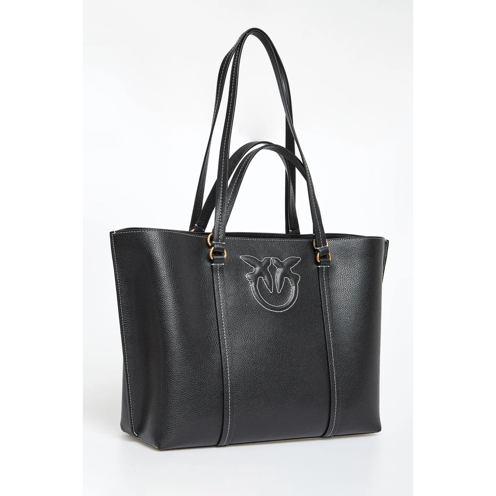pinko Leren Schoudertas in Roze Black Dames