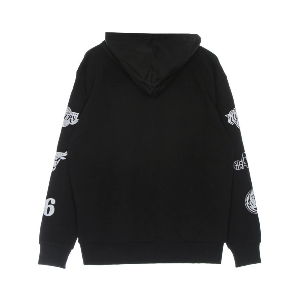 new era NBA Distressed Sleeve Print Hoodie Black Heren