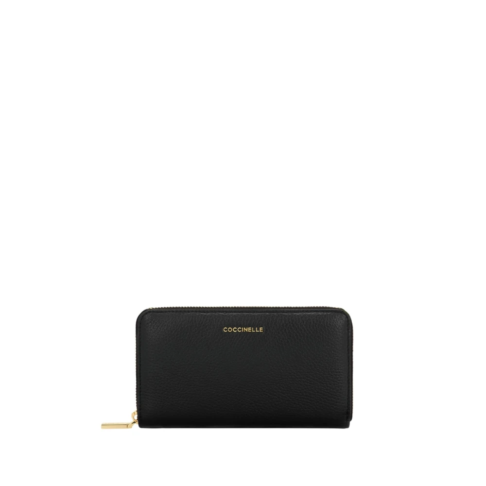 Coccinelle Women's Black Wallets & Cardholders, One Size, Metallic Soft Zip Around Wallet