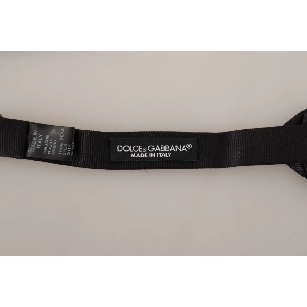 Dolce & Gabbana Elegante zwarte zijden vlinderdas Black Heren