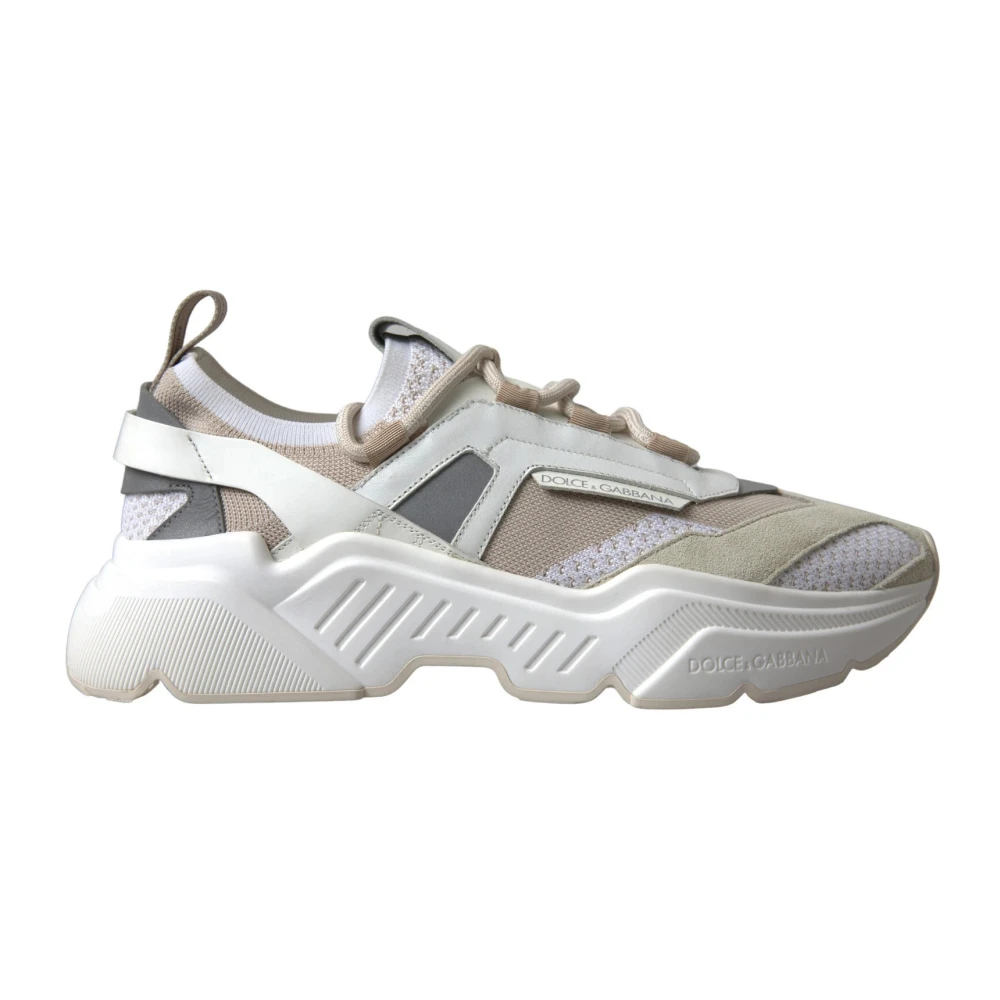 Dolce & Gabbana Women's White/Beige Casual Sneakers Leather Sport