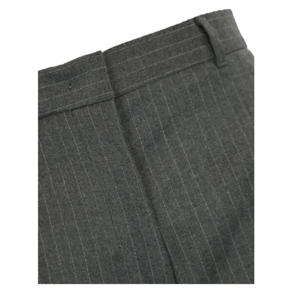 Max Mara Studio Grijze Flanellen Gestreepte Broek Gray Dames