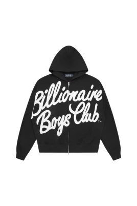 Large Script Logo Zip Through Hood