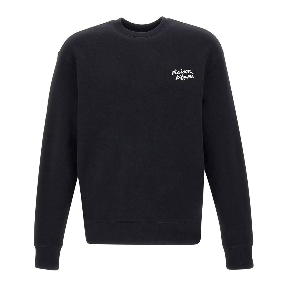 Maison Kitsuné Zwarte Katoenen Sweatshirt met Logo Black Heren