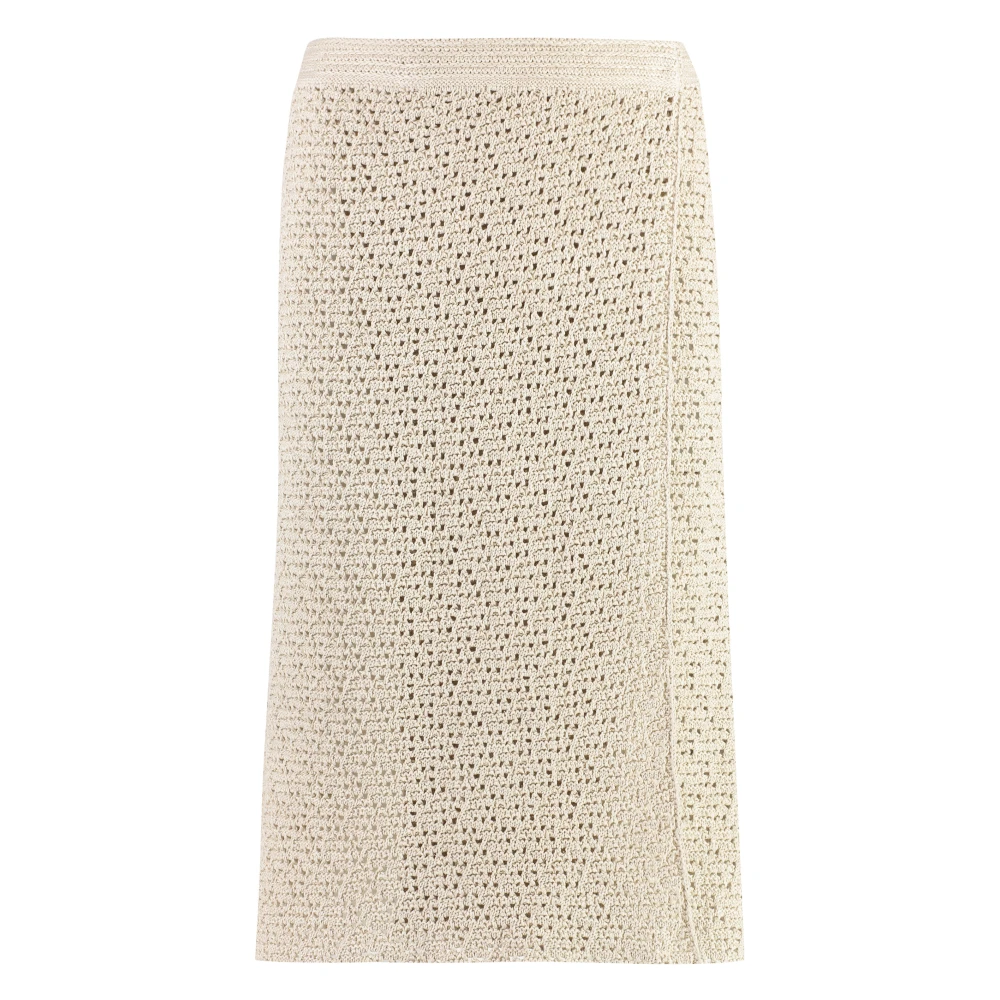 Bottega Veneta Women's Beige Midi Skirts, Xs, Cotton Wrap Skirt