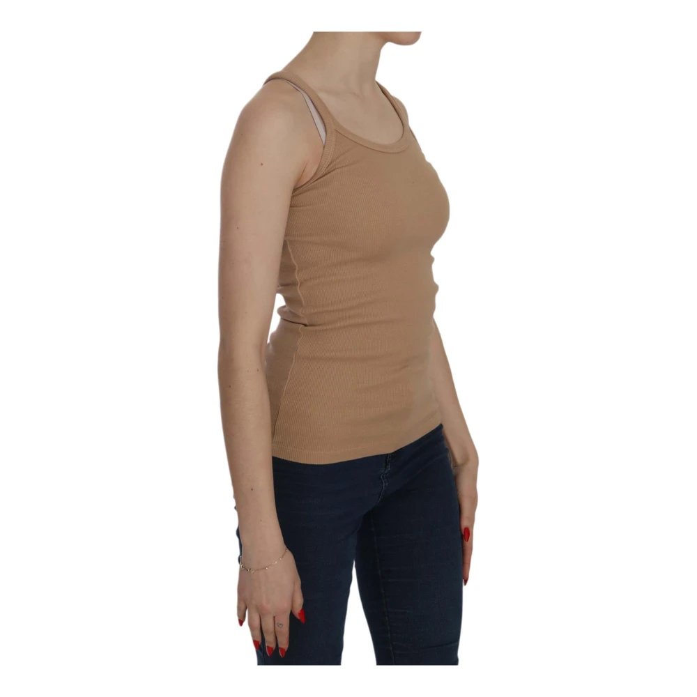 Pink Memories Beige Tanktop met Spaghettibandjes Beige Dames