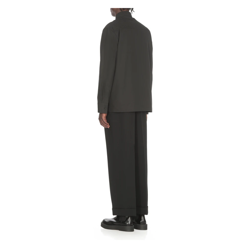 Jil Sander Zwarte Katoenen Overhemd Kraag Lange Mouwen Black Heren