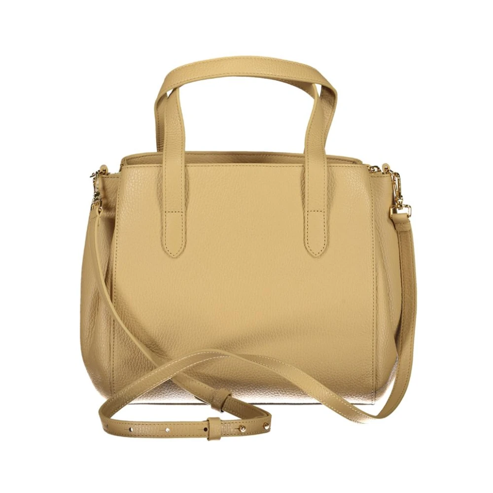 Coccinelle Beige Leren Handtas met Verstelbare Schouderband Beige Dames