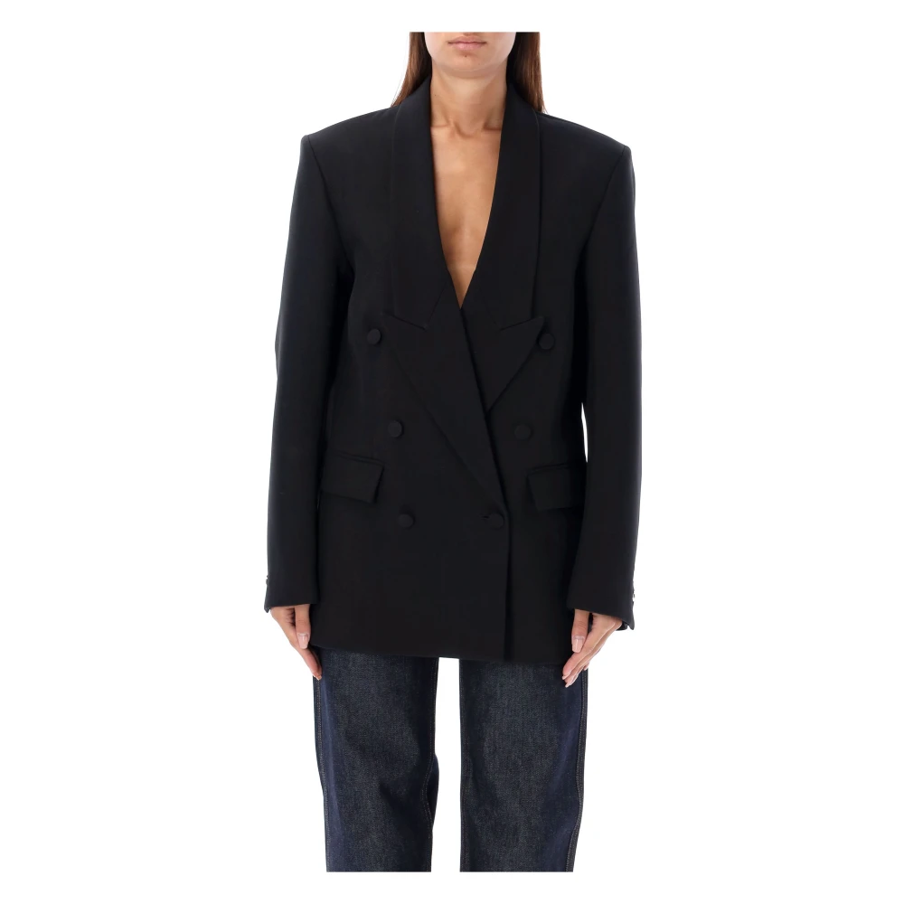 Coperni Zwarte Double Breasted Getailleerde Blazer Black Dames